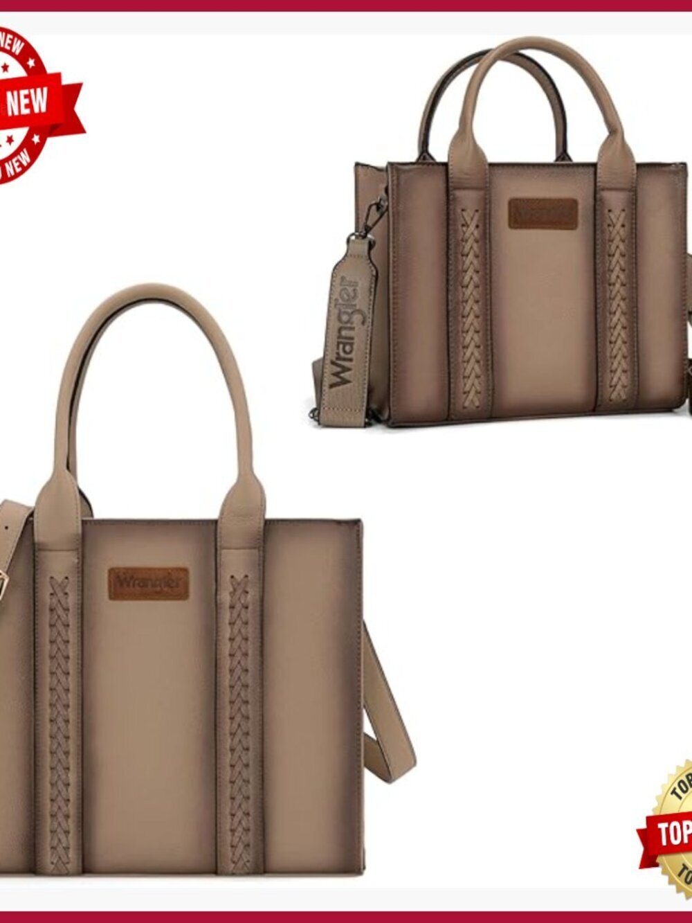 Large & Medium Tote Bag Set with Adjustable Strap, Zippered Compartments